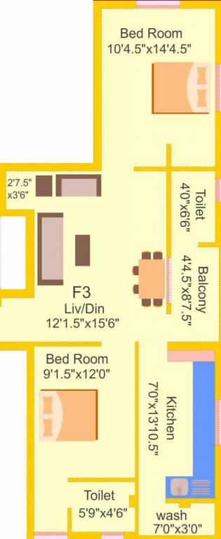 EXL Brindavan (2BHK+2T (964 sq ft) 964 sq ft) EXL Brindavan (2BHK+2T (964 sq ft) 964 sq ft)