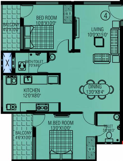 White Gateway (2BHK+2T (990 sq ft) 990 sq ft)