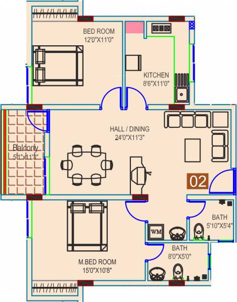 Lancy Sea Breeze (2BHK+1T (1,182 sq ft) 1182 sq ft)
