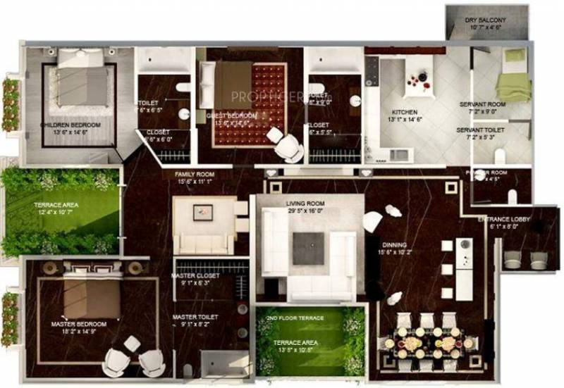 Karia The Imperial (3BHK+3T (2,351 sq ft)   Servant Room 2351 sq ft)