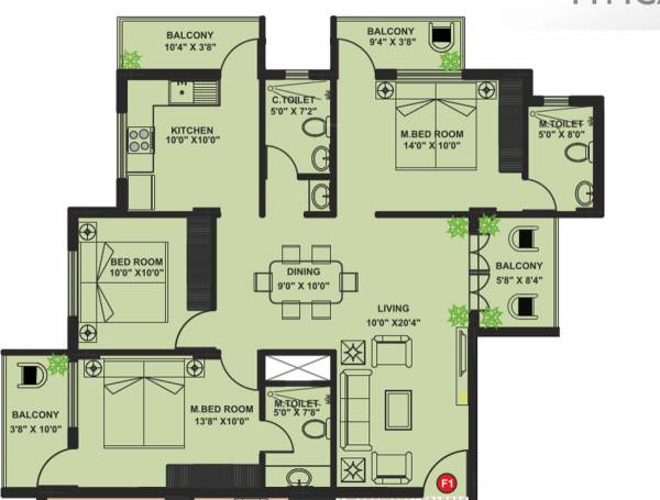 MB Suvarna Builders and Developers Nest (3BHK+3T (1,465 sq ft) 1465 sq ft)