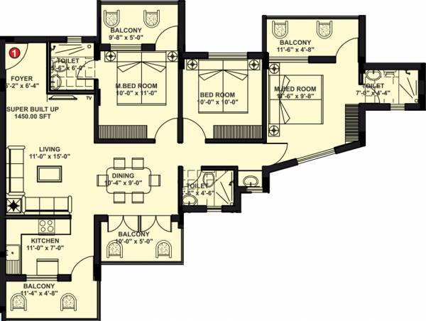 MB Suvarna Builders and Developers Residency (3BHK+3T (1,450 sq ft) 1450 sq ft)