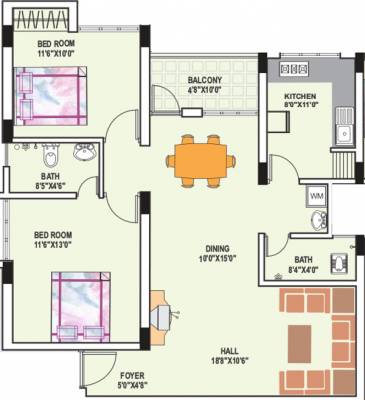Land Links Ashoka Excellency (2BHK+2T (1,190 sq ft) 1190 sq ft)