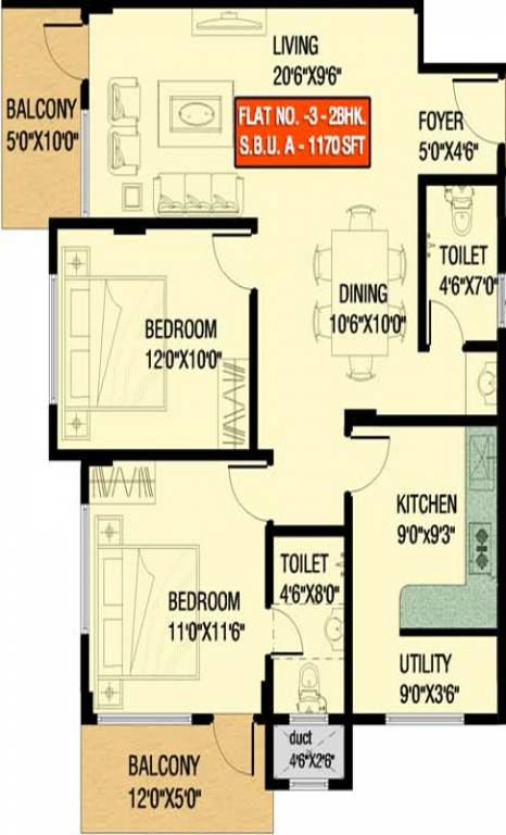 Bhavani Builders Mangalore Ruby Palace (2BHK+2T (1,170 sq ft) 1170 sq ft)