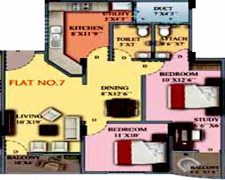 Saim Residency (2BHK+2T (1,097 sq ft) 1097 sq ft)