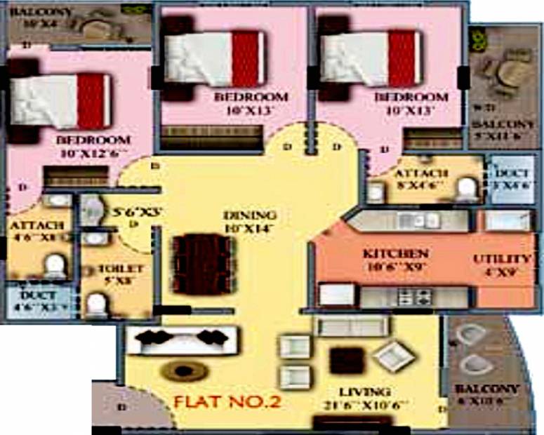 Saim Residency (3BHK+3T (1,570 sq ft) 1570 sq ft)