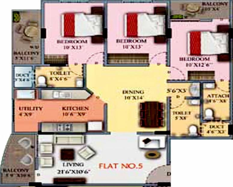 Saim Residency (3BHK+3T (1,576 sq ft) 1576 sq ft)