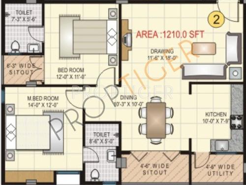 Keerthi JC Keerthi Arcade (2BHK+2T (1,210 sq ft) 1210 sq ft)