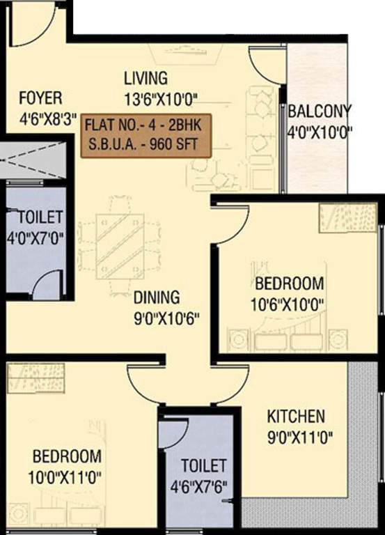Carol Casa Greens (2BHK+2T (960 sq ft) 960 sq ft)