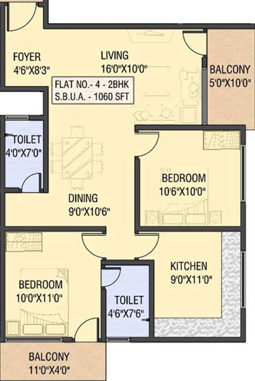 Carol Casa Greens (2BHK+2T (1,060 sq ft) 1060 sq ft)