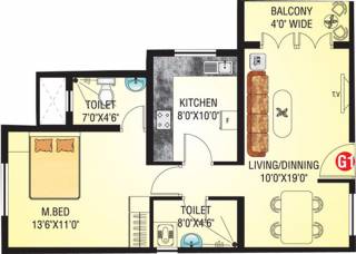 SMR Westgate Venezia (1BHK+2T (750 sq ft) 750 sq ft)