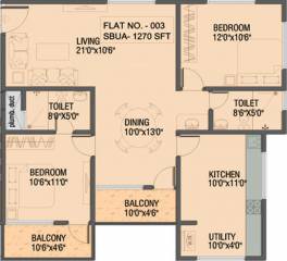 Malavika Builders Sri Malavika Nest (2BHK+2T (1,270 sq ft) 1270 sq ft)