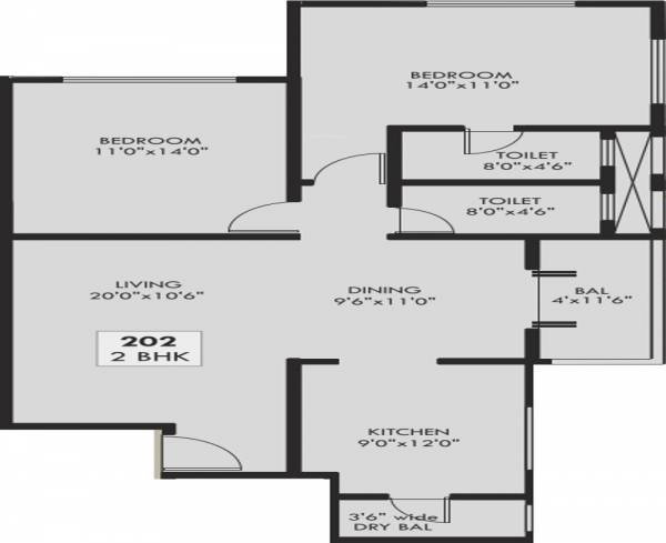 SS Pratham Krishna (2BHK+2T (1,245 sq ft) 1245 sq ft)