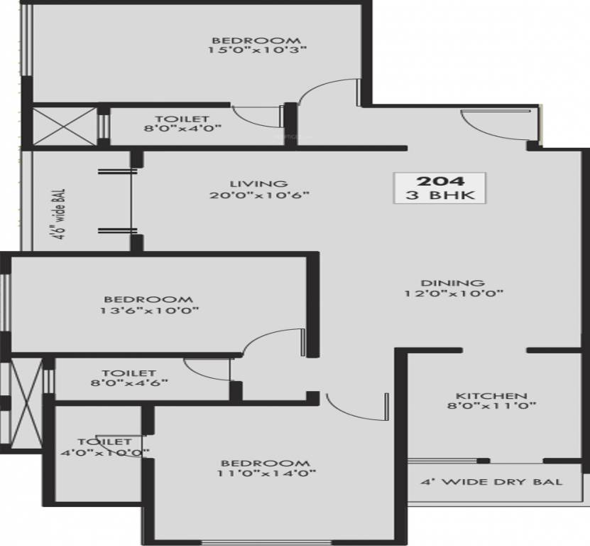 SS Pratham Krishna (3BHK+3T (1,545 sq ft) 1545 sq ft)