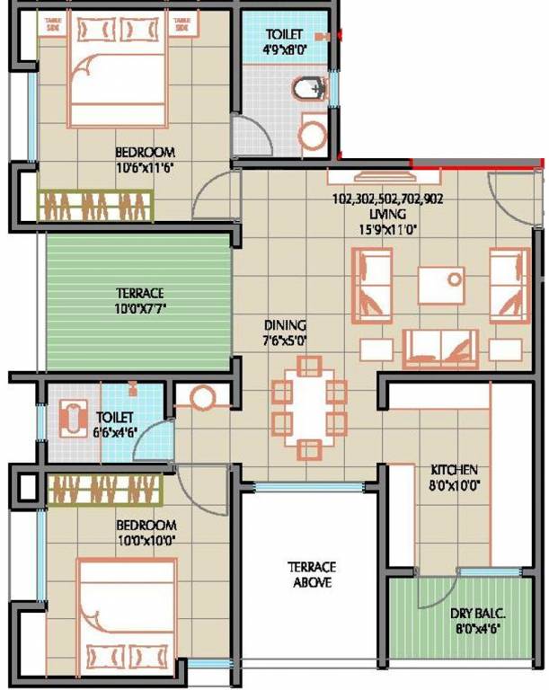Ashapuri The Sacred Basil (2BHK+2T (937 sq ft) 937 sq ft)