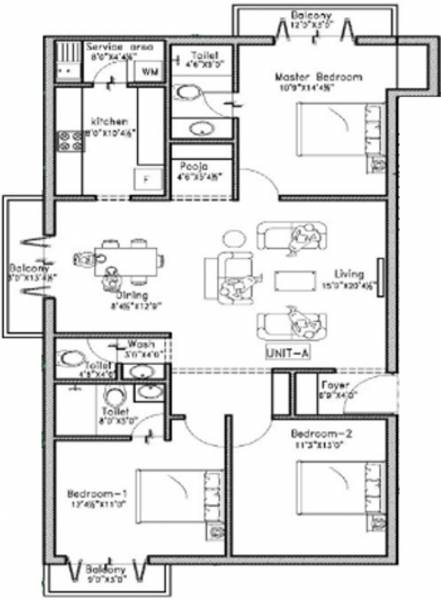 GRCL Mahalakshmi (3BHK+3T (1,538 sq ft) 1538 sq ft)