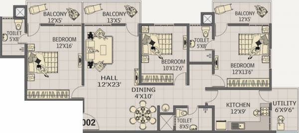 Aditi Aradhya (3BHK+3T (1,660 sq ft) 1660 sq ft)