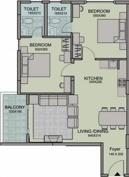 Unidesign Vykundam (2BHK+2T (1,242 sq ft) 1242 sq ft)