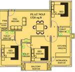 Unidesign Builders Chandra Floor Plan (3BHK+3T (1,326 sq ft) 1326 sq ft)