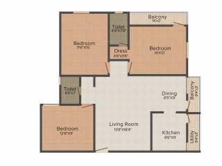JRM Pearl (3BHK+3T (1,405 sq ft) 1405 sq ft)
