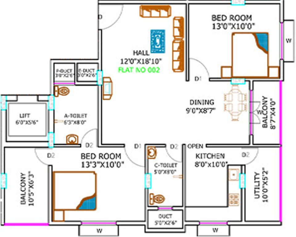 Srinidhi Apartments (2BHK+2T (1,200 sq ft) 1200 sq ft)