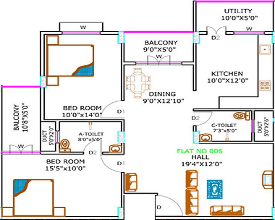 Srinidhi Apartments (2BHK+2T (1,309 sq ft) 1309 sq ft)