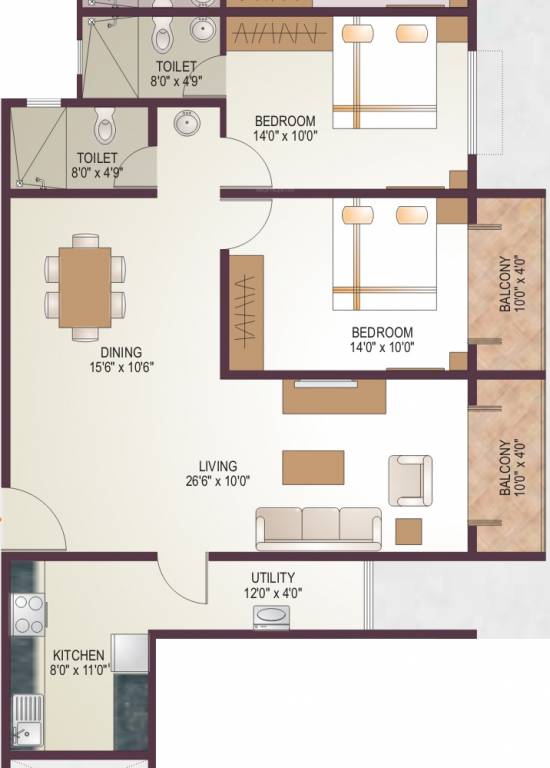 Regal Developers And Associates Woods (2BHK+2T (1,306 sq ft) 1306 sq ft) Regal Developers And Associates Woods (2BHK+2T (1,306 sq ft) 1306 sq ft)