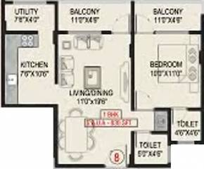 RSB Windsor (1BHK+1T (830 sq ft) 830 sq ft)