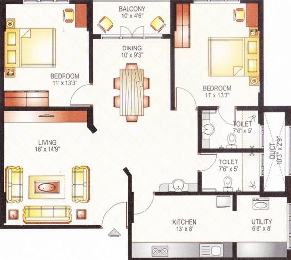 Malpe Royal Embassy (2BHK+2T (1,344 sq ft) 1344 sq ft)