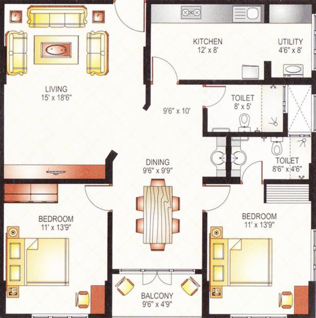 Malpe Royal Embassy (2BHK+2T (1,353 sq ft) 1353 sq ft)