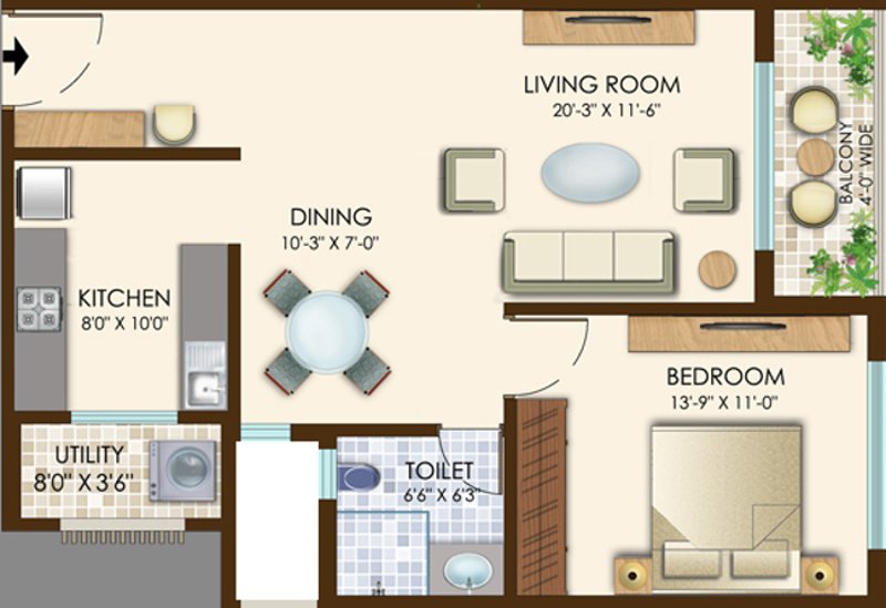 Maharaja The Courtyard (1BHK+1T (930 sq ft) 930 sq ft)