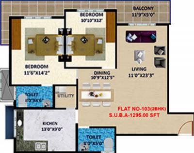 Sankhya Heights (2BHK+2T (1,295 sq ft) 1295 sq ft) Sankhya Heights (2BHK+2T (1,295 sq ft) 1295 sq ft)