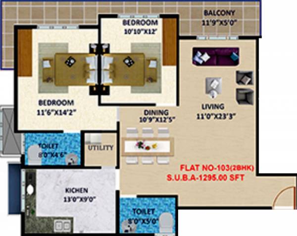 Sankhya Heights (2BHK+2T (1,295 sq ft) 1295 sq ft)