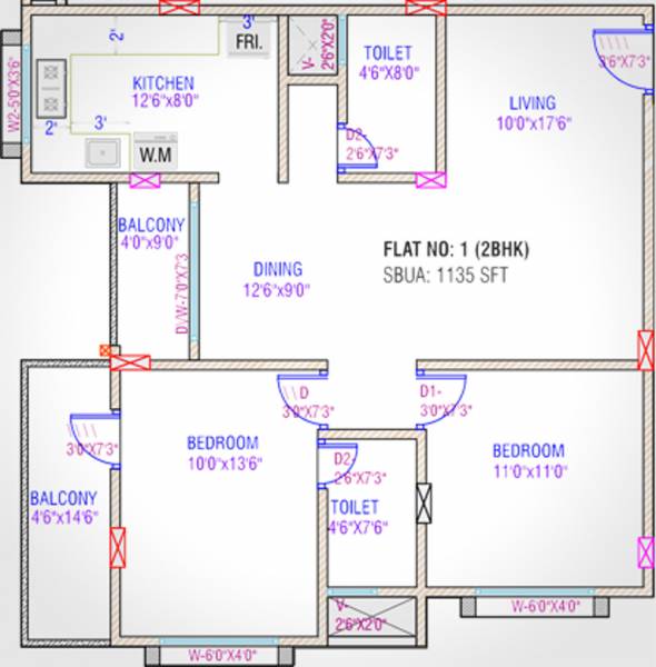 Mahamaya Arcade (2BHK+2T (1,135 sq ft) 1135 sq ft)