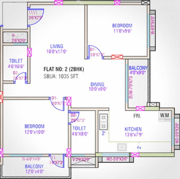 Mahamaya Arcade (2BHK+2T (1,035 sq ft) 1035 sq ft)