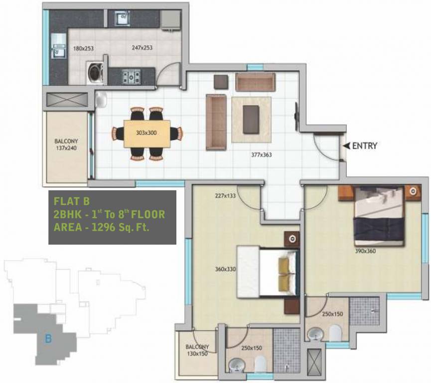 Crescent Tulip (2BHK+2T (1,296 sq ft) 1296 sq ft) Crescent Tulip (2BHK+2T (1,296 sq ft) 1296 sq ft)
