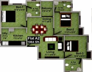 Saradeuz Haven (3BHK+3T (1,064 sq ft) 1064 sq ft)