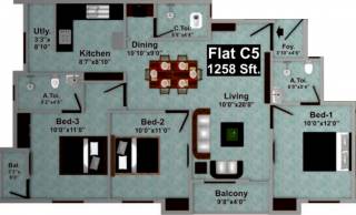Saradeuz Haven (3BHK+3T (1,258 sq ft) 1258 sq ft)