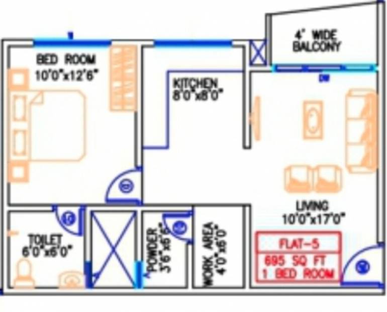 City Green View (1BHK+1T (695 sq ft) 695 sq ft)