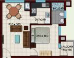 Floor Plan (1BHK+1T (664 sq ft) 664 sq ft) Crescent Builders Iris Floor Plan (1BHK+1T (664 sq ft) 664 sq ft)