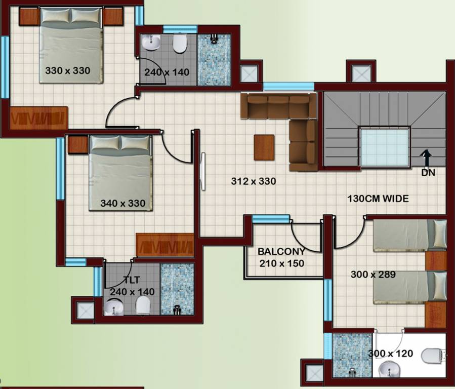 Crescent Builders Iris Upper Level Duplex Plan (4BHK+5T (2,247 sq ft) 2247 sq ft)