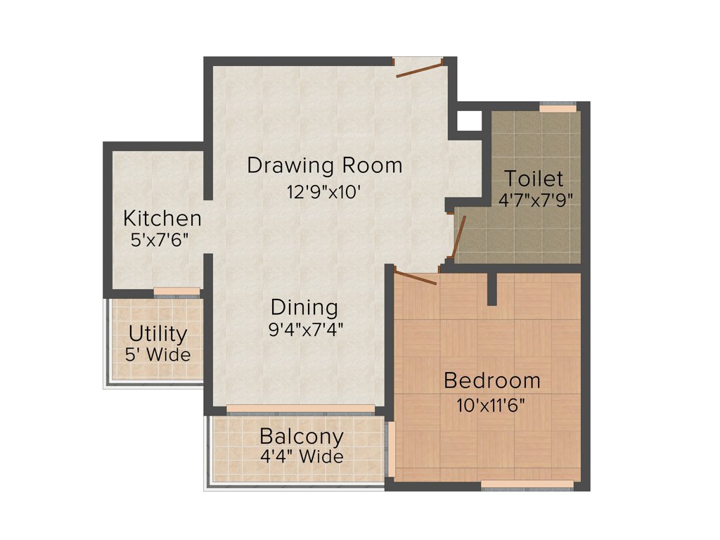 Sai Crystal (1BHK+1T (590 sq ft) 590 sq ft)