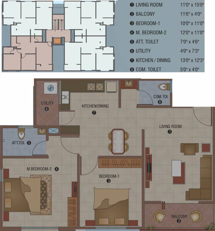 Fortune Fortune V (2BHK+2T (1,170 sq ft) 1170 sq ft)