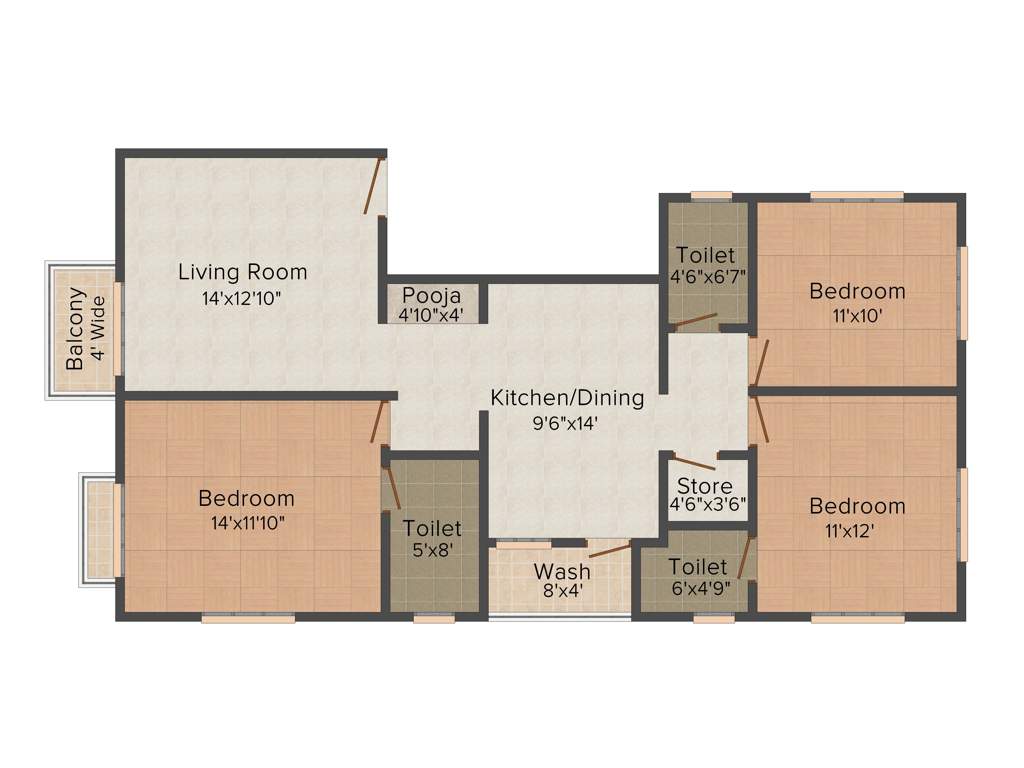 Lilleria Apartments I And II (3BHK+3T (1,500 sq ft) 1500 sq ft)