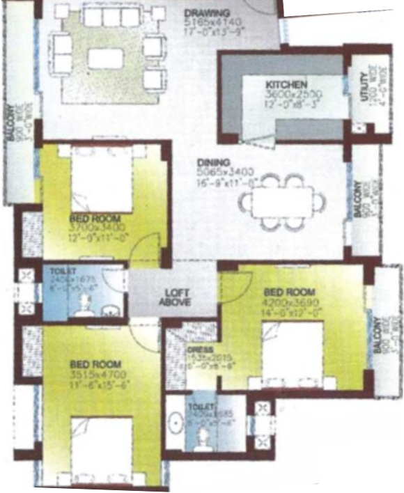 Rishita Celebrity Greens (3BHK+2T (1,875 sq ft) 1875 sq ft)