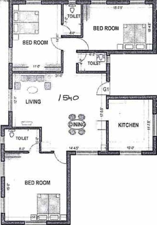 Abiraami Manickam (3BHK+3T (1,540 sq ft) 1540 sq ft)