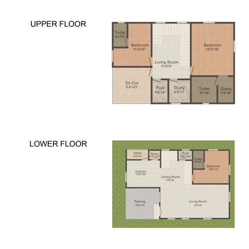 Vijetha Cyber Side Villas (3BHK+3T (1,800 sq ft)   Study Room 1800 sq ft)