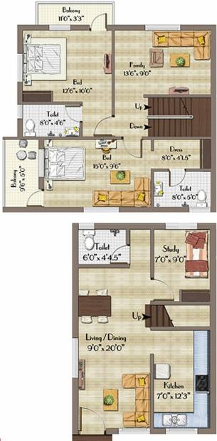 Annai Avantika Villas (2BHK+3T (1,440 sq ft)   Study Room 1440 sq ft)