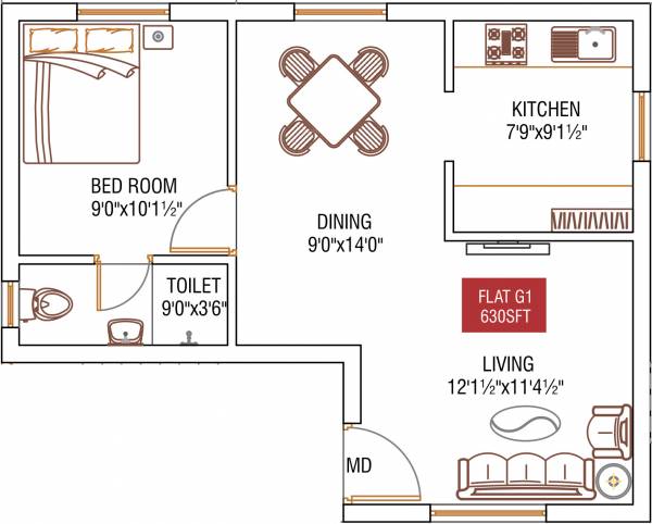 Oyester Rojavanam (1BHK+1T (630 sq ft) 630 sq ft) Oyester Rojavanam (1BHK+1T (630 sq ft) 630 sq ft)