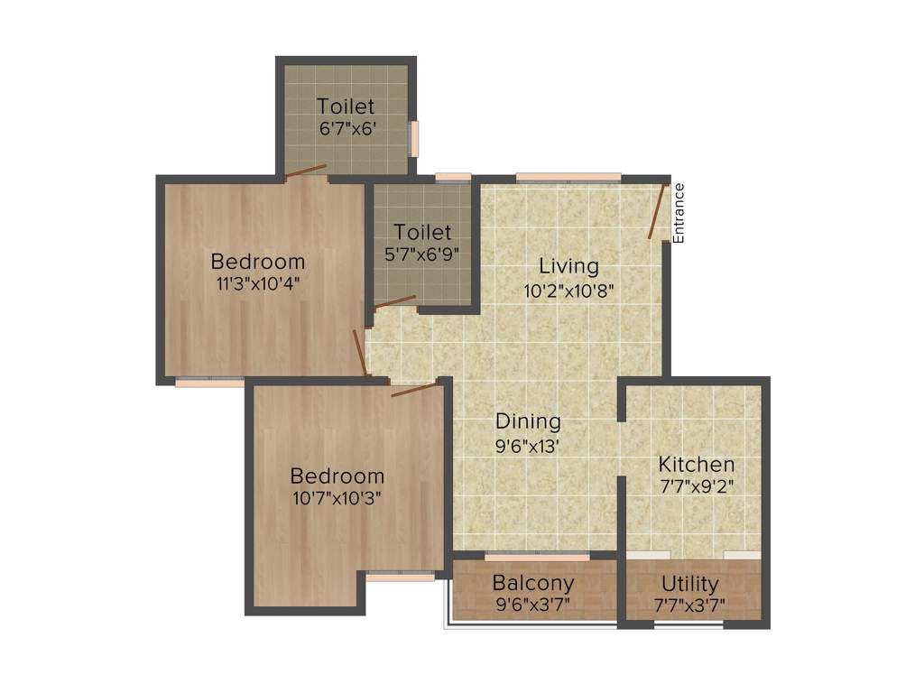 Kriticons Green Lakes (2BHK+2T (903 sq ft) 903 sq ft)